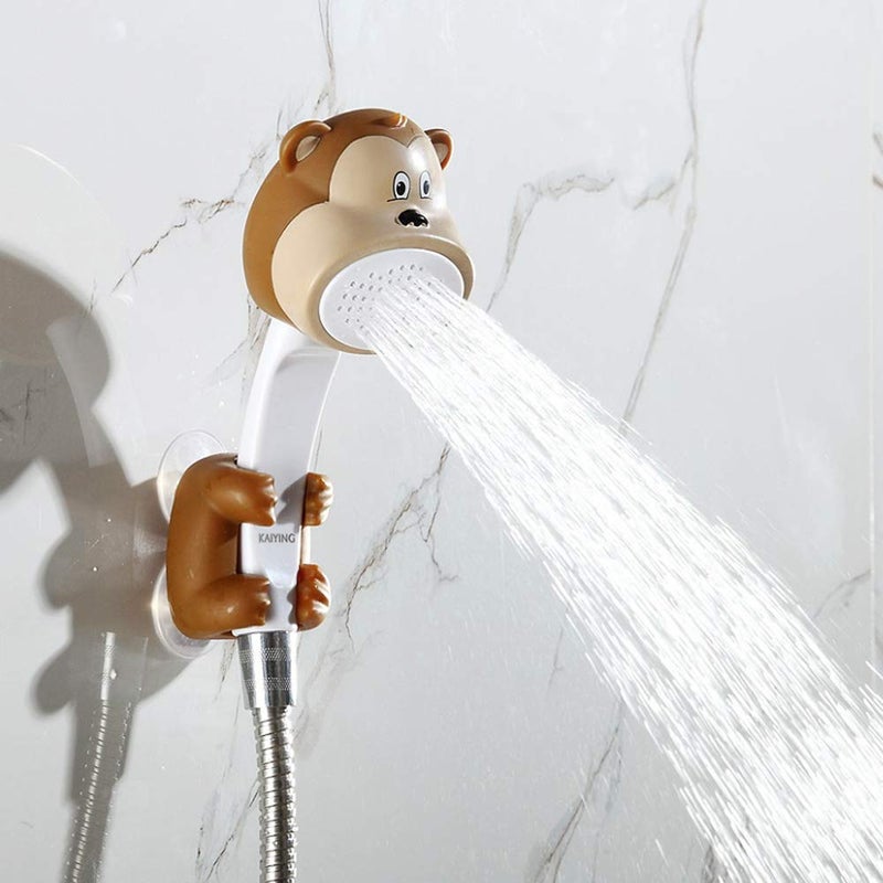 KAIYING Children's Handheld Shower Head,Cartoon Water Flow Spray Shower Head Baby Kids Toddler Bath Bathing Accessories (L:Showerhead(Monkey)+Hose+Diverter) - Image 2